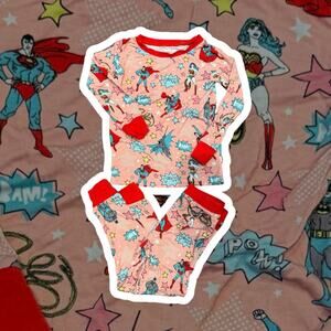 Little Sleepies Pink Justice League Set Pajamas DC Superheroes 2 Piece 2T